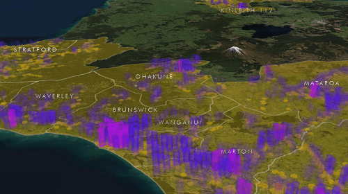 Heat mapping of Taranaki-Whanganui regions.